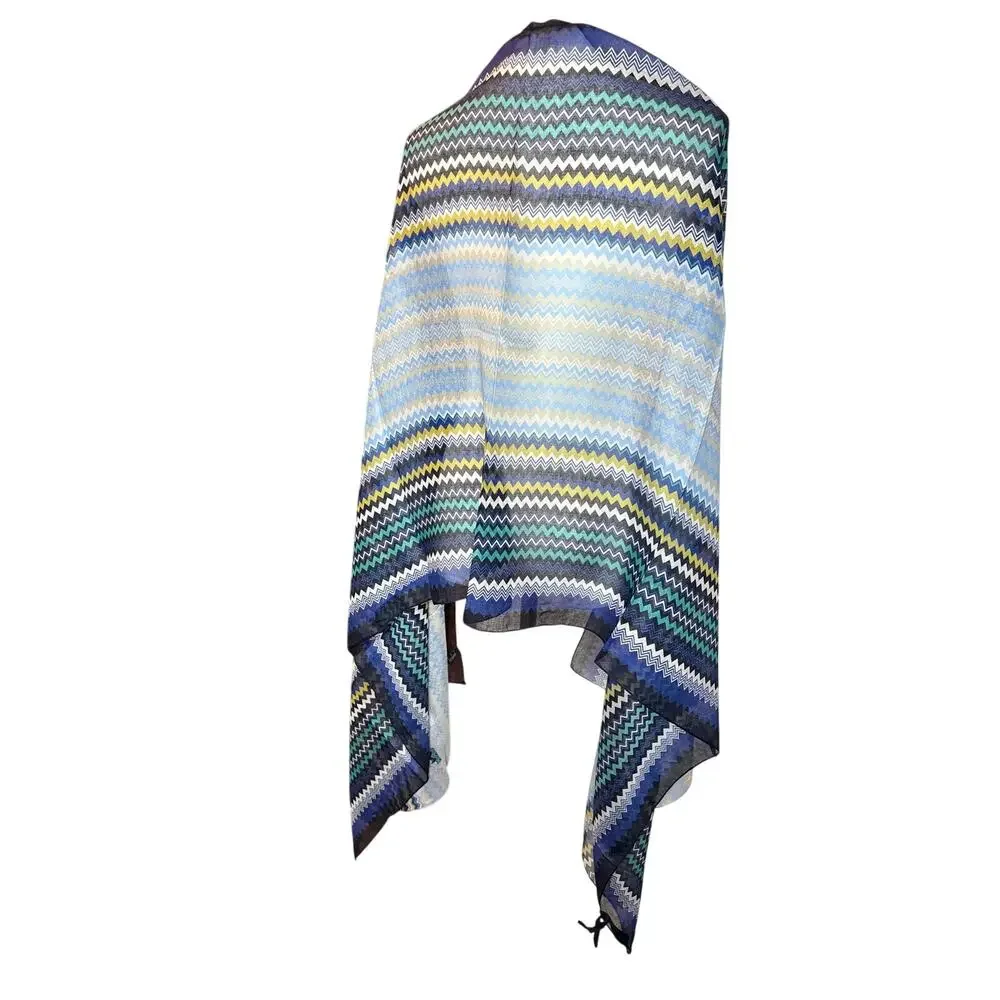 NWT - Missoni Italian Chevron Scarf/Shawl - Blue & Yellow (25x80) - Picture 14 of 15